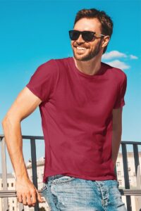 Premium round neck T-shirt made from Supima cotton by Tirupur garment manufacturer